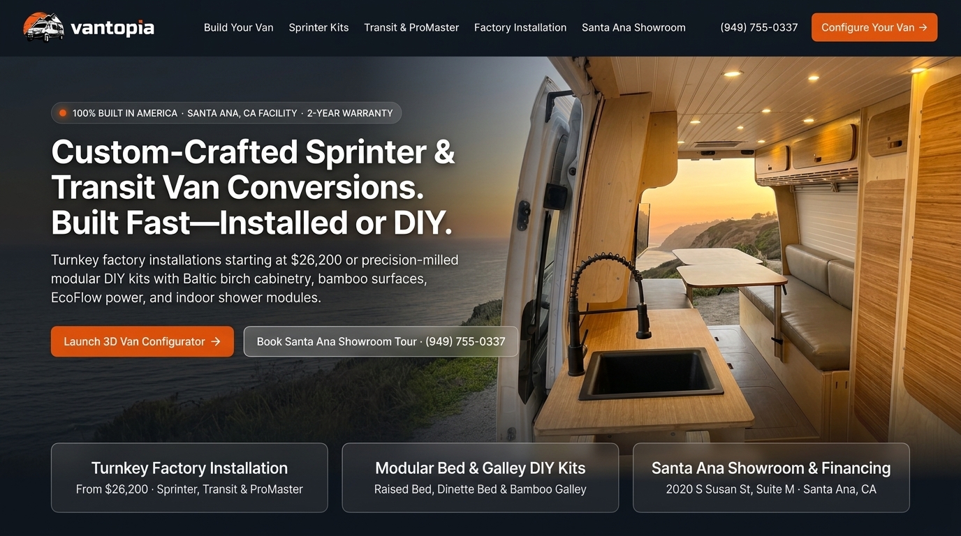Proposed Vantopia Van homepage preview
